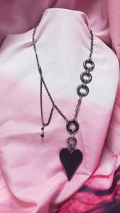 Hematite Heart On Your Sleeve Necklace