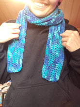 Load image into Gallery viewer, Winter Blues Crocheted Scarf
