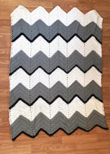 Load image into Gallery viewer, Monochrome Chevron Crocheted Quilt
