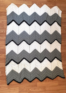 Monochrome Chevron Crocheted Quilt