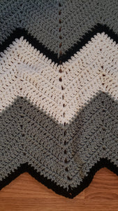 Monochrome Chevron Crocheted Quilt